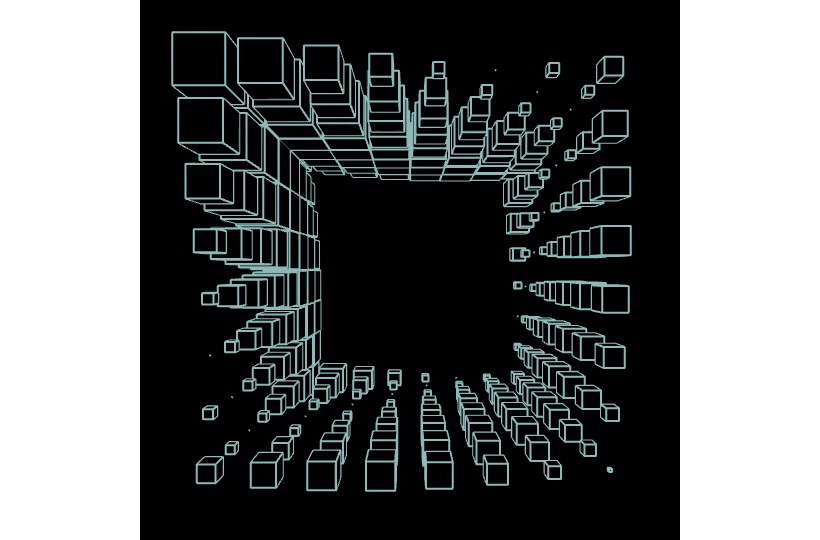 A image of a concrete sphere, balanced between two other larger spheres
